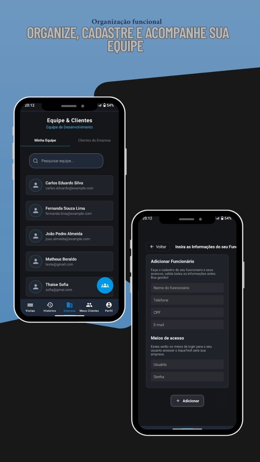 Tela de funcionários